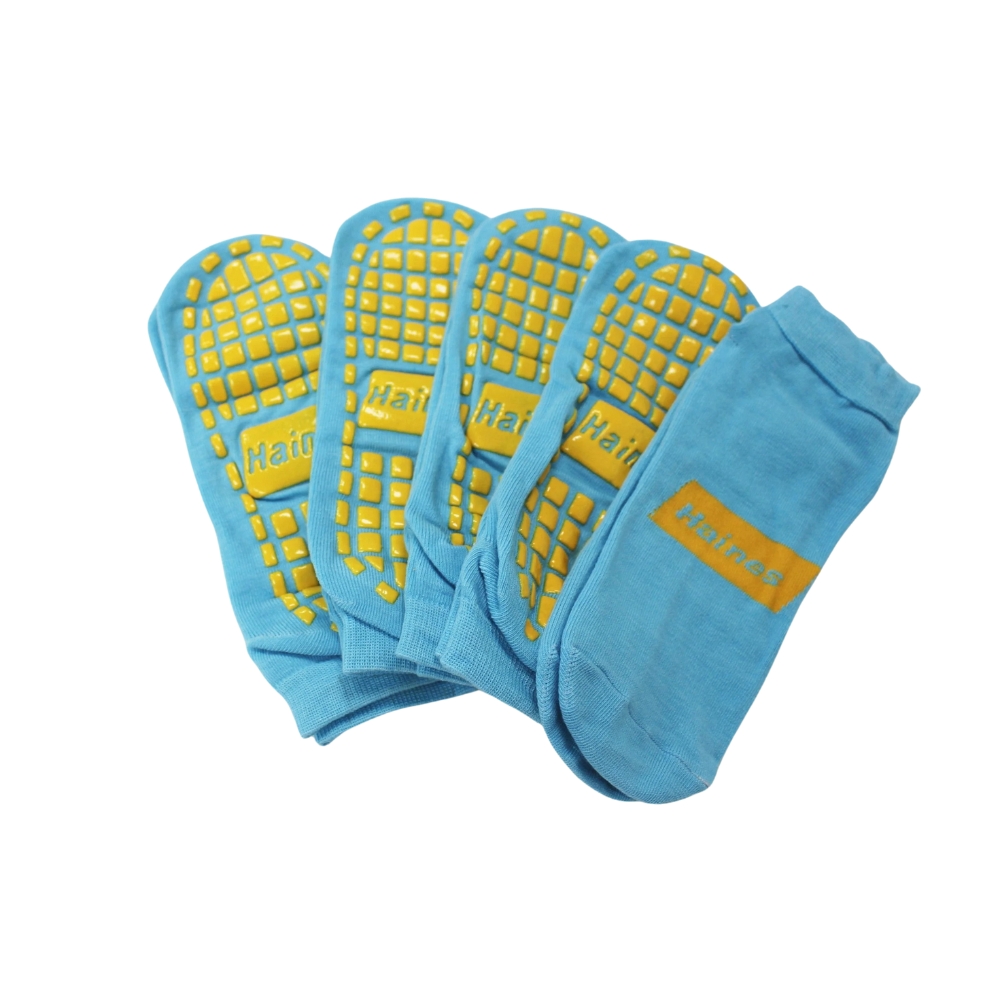 Haines SallySock Non-Slip Patient Socks Large Yellow Grips Pack of 5 Pairs