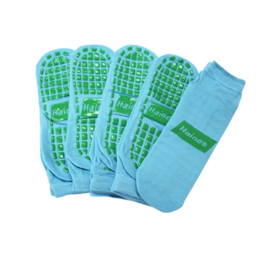 Haines SallySock Non-Slip Patient Socks X-Large Green Grips Pack of 20 Pairs