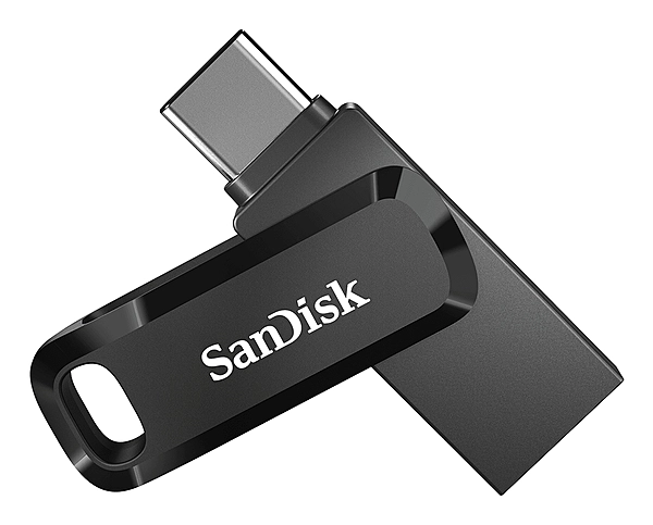 SanDisk 128GB Ultra Dual Drive Go 2-in-1 USB-C & USB-A Flash Drive Memory Stick 150MB/s USB3.1 Type-C Swivel for Android Smartphones Tablets Macs PCs