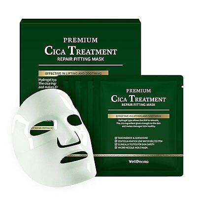 Applying Wellderma Cica mask – calming and hydrating sensitive skin treatment