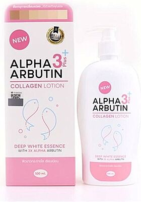 Alpha Arbutin 3 Plus Collagen Body Lotion bottle with brightening formula