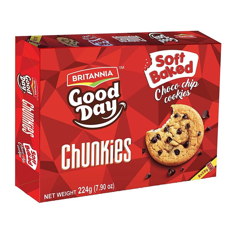 BRITANNIA SOFT BAKED COOKIES GD CHOCOCHIP (28GM x 8) 224GM