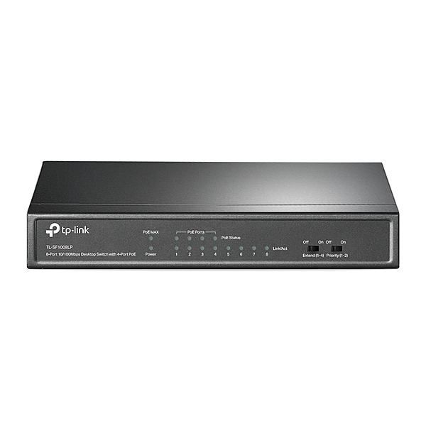 TP-Link TL-SF1008LP 8-Port 10/100Mbps Desktop Switch with 4-Port PoE, Up To 41W For all PoE Ports