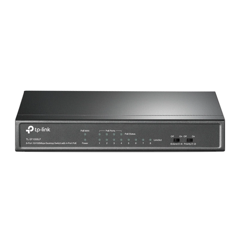 TP-Link TL-SF1008LP 8-Port 10/100Mbps Desktop Switch with 4-Port PoE, Up To 41W For all PoE Ports