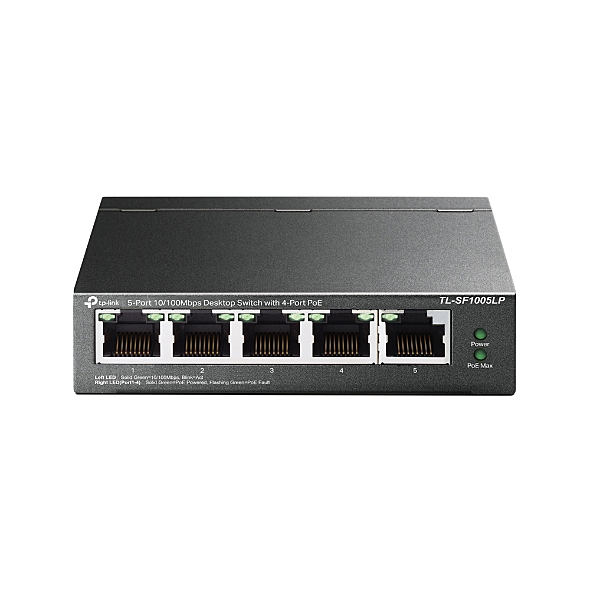 TP-Link TL-SF1005LP 5-Port 10/100Mbps Desktop Switch with 4-Port PoE 41W Ieee 802.3af compliant 1Gbps Switching