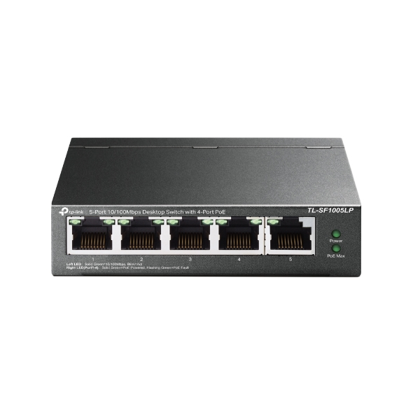 TP-Link TL-SF1005LP 5-Port 10/100Mbps Desktop Switch with 4-Port PoE 41W Ieee 802.3af compliant 1Gbps Switching