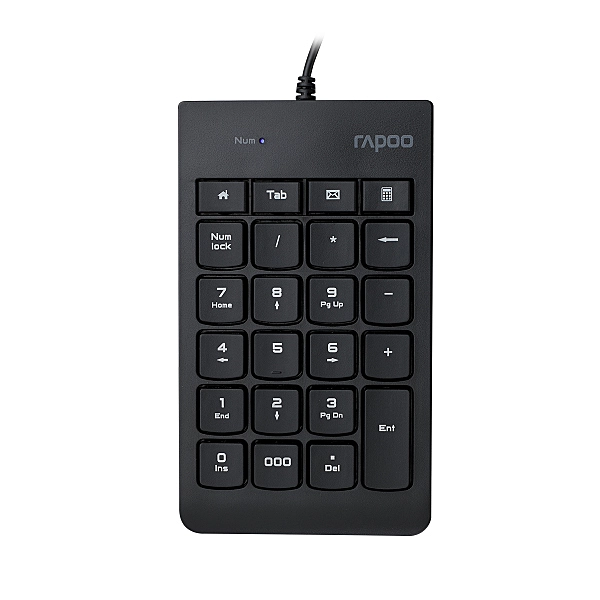 Rapoo K10 Wired Numeric NumberPad Keyboard - Spill Resistant Design, Laser Carved Keycap, Spill-Resistant Design