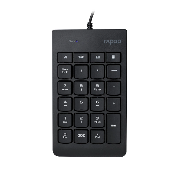 Rapoo K10 Wired Numeric NumberPad Keyboard - Spill Resistant Design, Laser Carved Keycap, Spill-Resistant Design