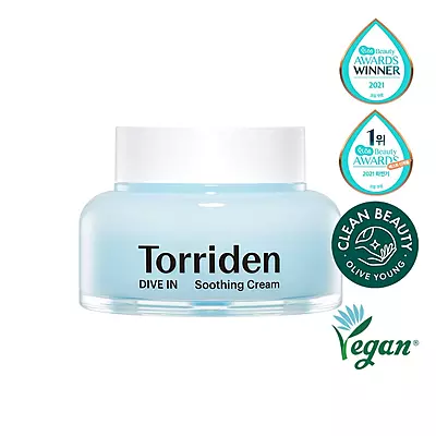 Close-up of TORRIDEN moisturizing cream with low-molecular hyaluronic acid