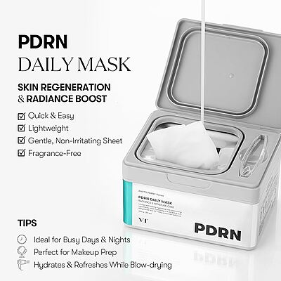 Applying VT PDRN mask – soothing and moisturizing skincare step