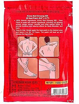 Applying red ginseng pain relief patch to lower back for muscle and joint pain