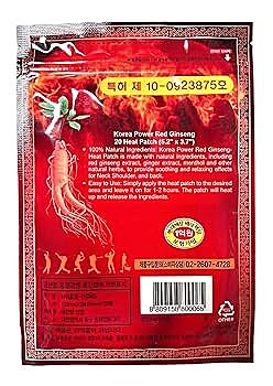 Korean Red Ginseng Heating Pad – Pain Relief Patches 20 Pack