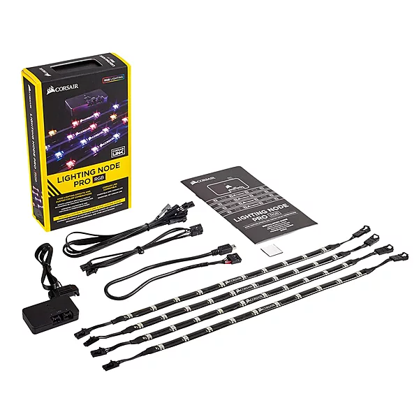 Corsair Lighting Node Pro with 4x RGB LED Strips and Controller. 2x RGB Fan Hub