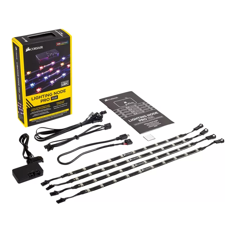 Corsair Lighting Node Pro with 4x RGB LED Strips and Controller. 2x RGB Fan Hub
