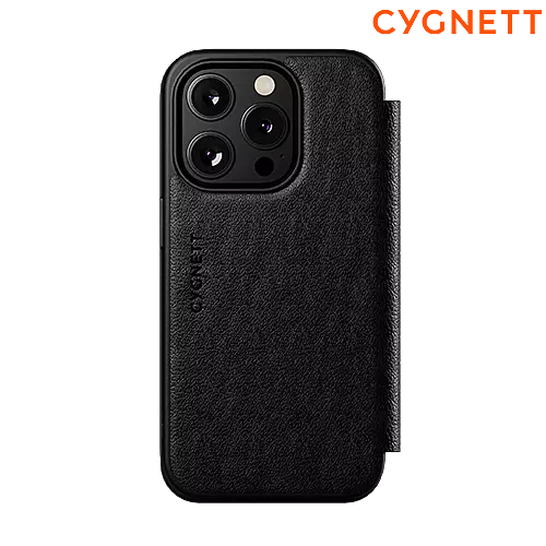 Cygnett MagWallet Apple iPhone 15 Plus (6.7) Leather Wallet Case - Black(CY4595MAGWT) - 360 Protection - Multi-Angle - 3x Card Slots - MagSafe - 4FT DropProof