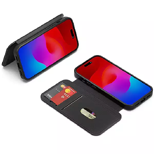 Cygnett MagWallet Apple iPhone 16 (6.1) Case - Black (CY5020MAGWT) - 360 Protection - Multi-Angle - 3x Card Slots - MagSafe - 4FT DropProof
