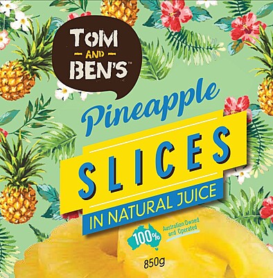 Tom & Ben's™ Pineapple Choice Slices Natural Juice 12x850gms