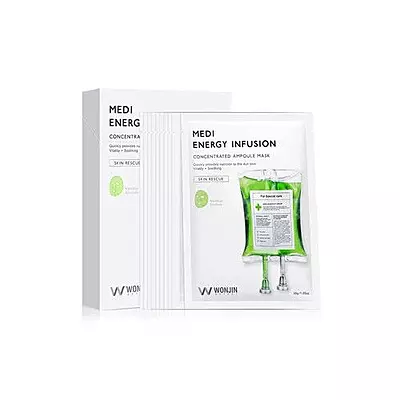 Applying WONJIN EFFECT sheet mask – hydrating treatment for dry skin