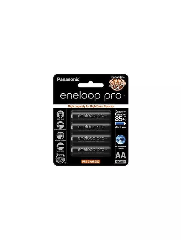 Eneloop AA 4 Pack, Panasonic NiMH Battery 2Ah
