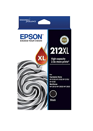 Epson 212XL Std Black Ink - XP-4100 XP-3105 XP-3100 XP-2100 WF-2850 WF-2830 WF-2810