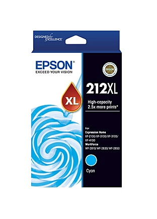 212XL Std Cyan Ink - XP-4100 XP-3105 XP-3100 XP-2100 WF-2850 WF-2830 WF-2810