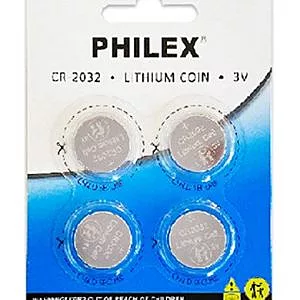 Sansai Lithium Button Coin Battery 3V -CR2032 -4 pack for Motherboard Danger of swallowing Keep batteries away from young children at all times