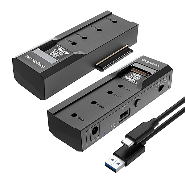 Simplecom SA536 USB to M.2 and SATA 2-IN-1 Adapter for 2.5/3.5" HDD & NVMe/SATA M.2 SSD with Power Supply USB 3.2 Gen2 10Gbps