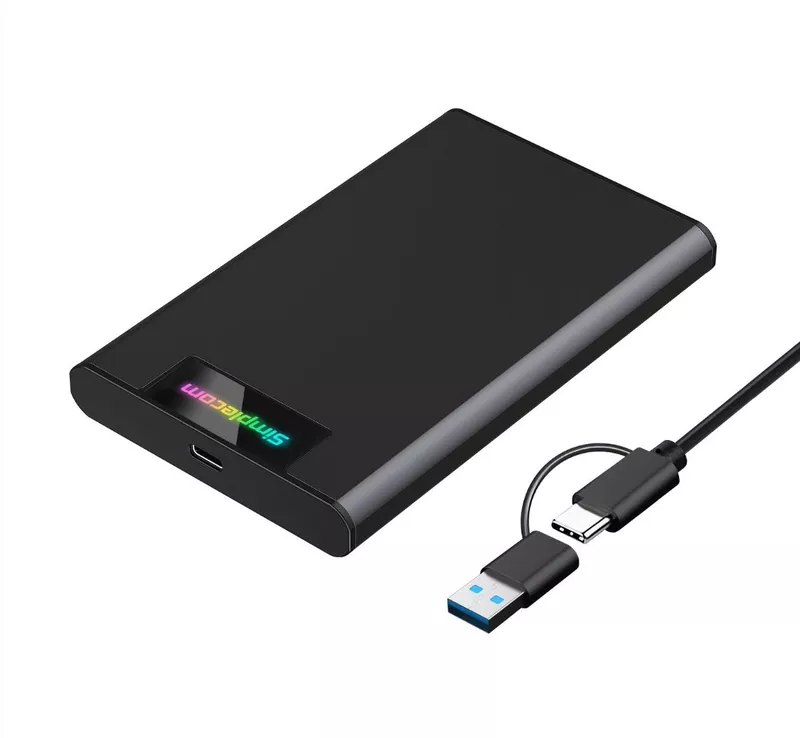Simplecom SE239 Tool-free 2.5 SATA HDD SSD to USB-C Enclosure with RGB Lights USB 3.2 Gen 2 2 interface utilize full speed of SATA SSD up to bps