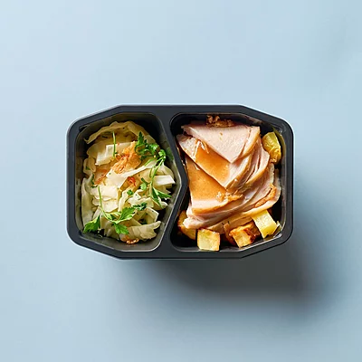 Roast Turkey With Gravy, Roasted Potatoes, Cabbage