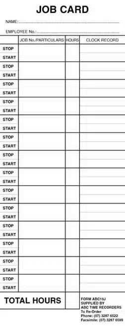 TLM 10J job card
