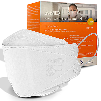 AMD P2 (N95) Certified Medical Respirator 50pcs - White Masks