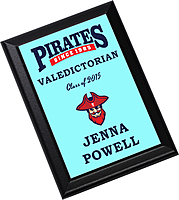 Black wooden plaque with metal panel