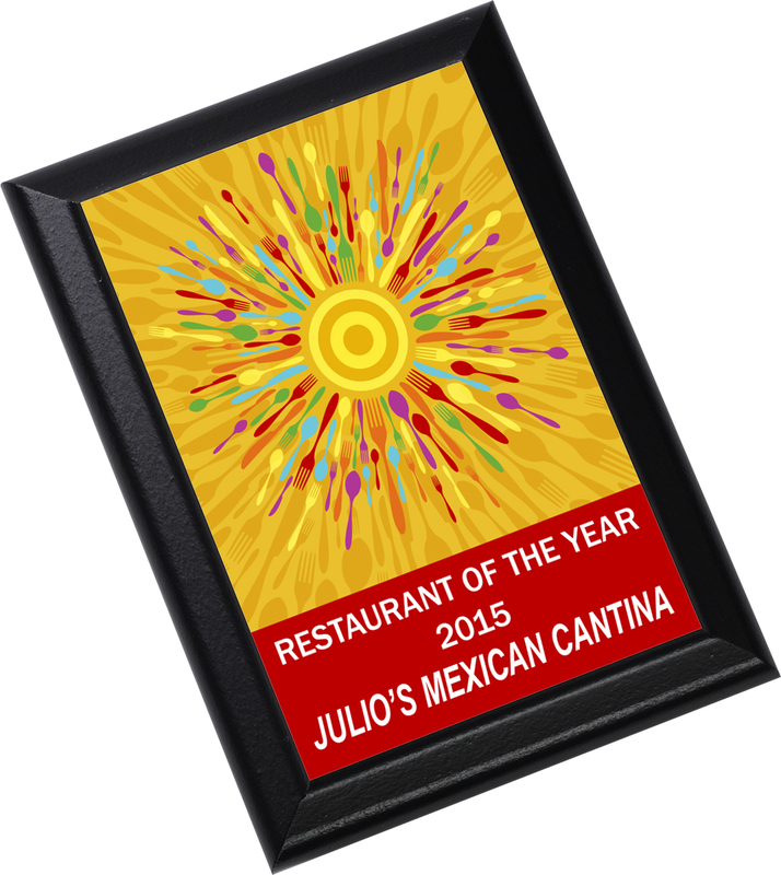 Black wooden plaque with metal panel