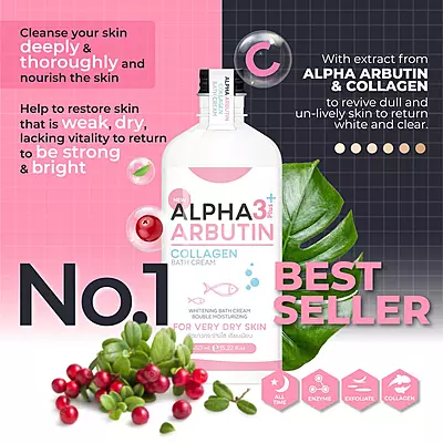Pouring Alpha Arbutin whitening collagen bath cream for skin hydration