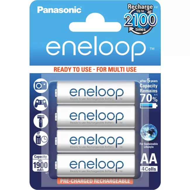 Eneloop AA 4 Pack, Panasonic NiMH Battery 2Ah