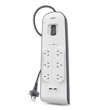 Belkin 6-Outlet USB Surge Protector/Power Board (2.4A)