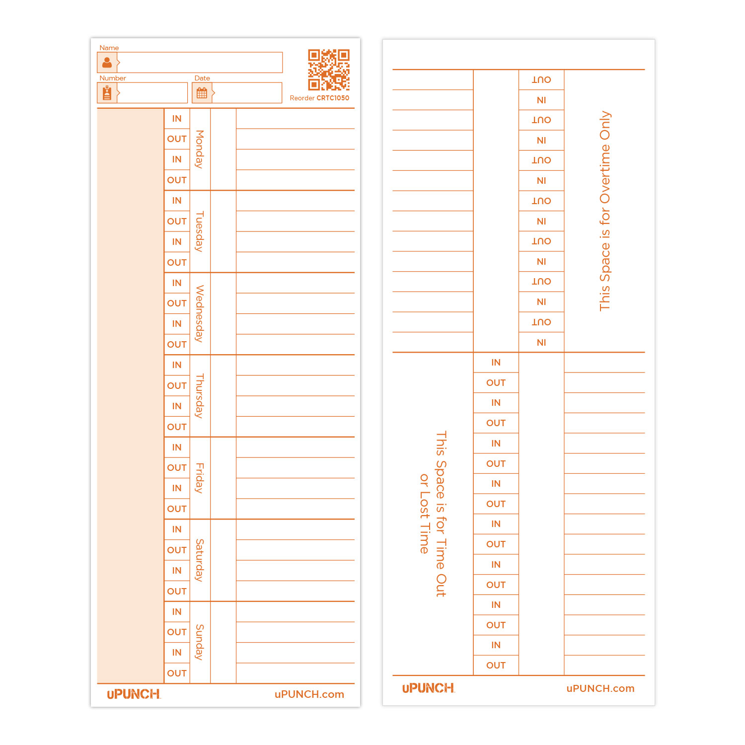 uPunch CR1000 Time Cards