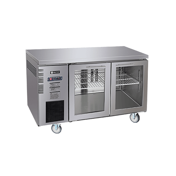 Under Bench Glass Door Fridge 1200mm/CUR12-2SG-600(600mm depth)