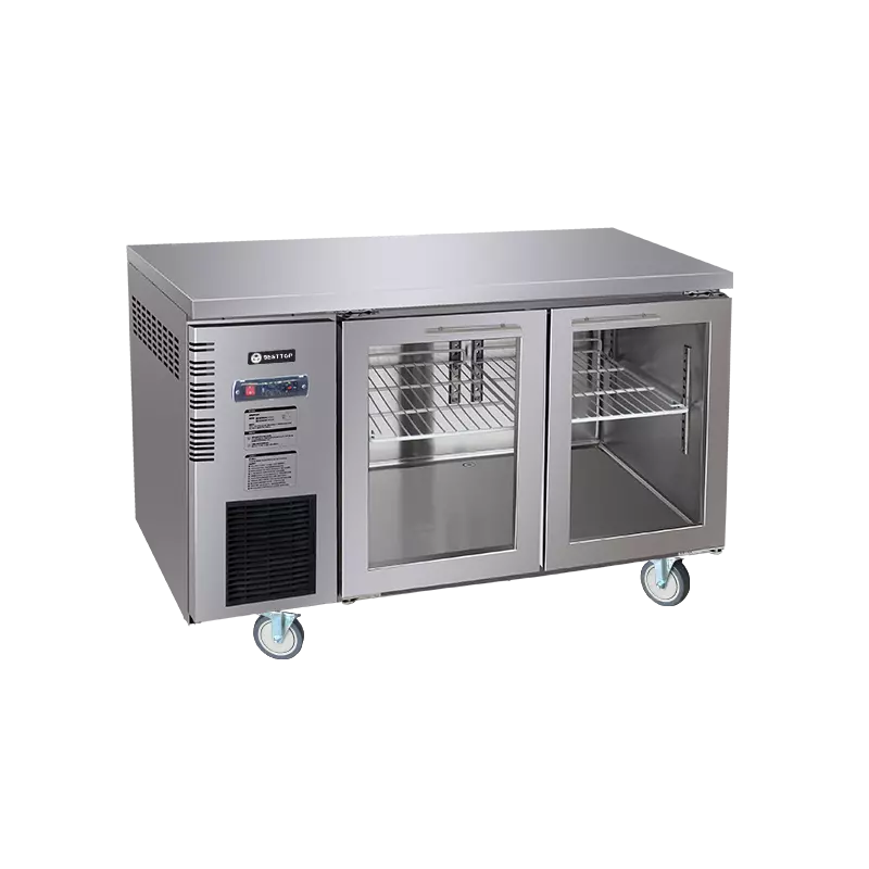 Under Bench Glass Door Fridge 1200mm/CUR12-2SG-600(600mm depth)