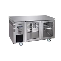 Under Bench Glass Door Fridge 1500mm/CUR15-2SG-600 (600mm depth)