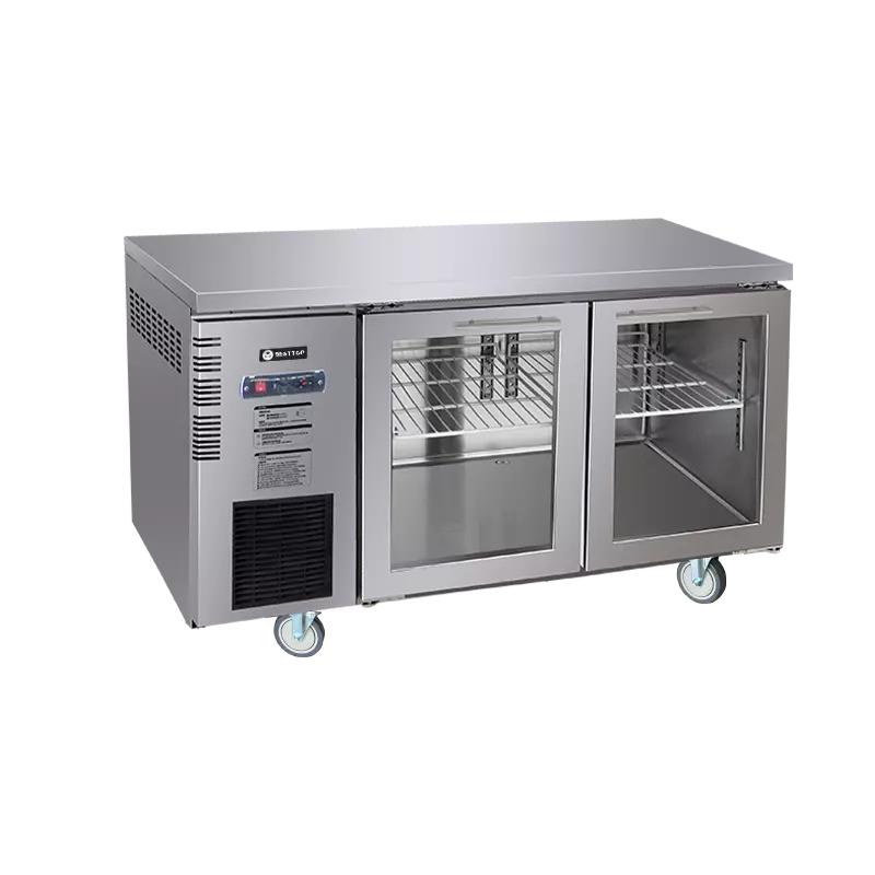 Under Bench Glass Door Fridge 1500mm/CUR15-2SG-600 (600mm depth)