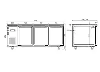 Under Bench Glass Door Fridge 1800mm/CUR18-3SG