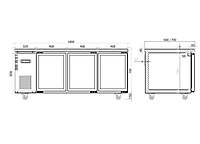 Under Bench Glass Door Fridge 1800mm/CUR18-3SG-600 (600mm depth)