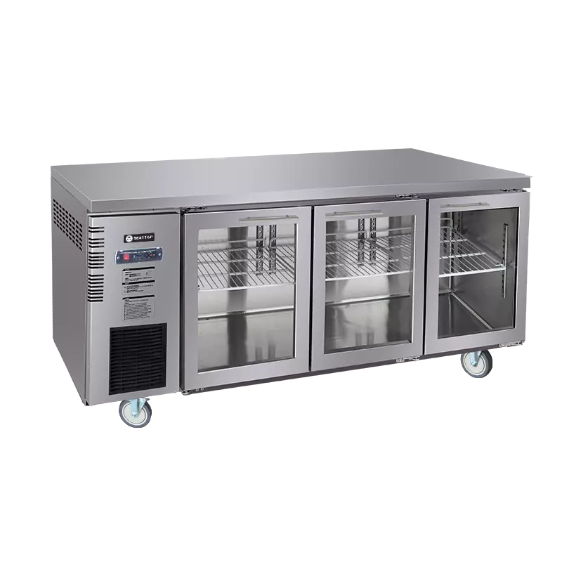 Under Bench Glass Door Fridge 1800mm/CUR18-3SG-600 (600mm depth)
