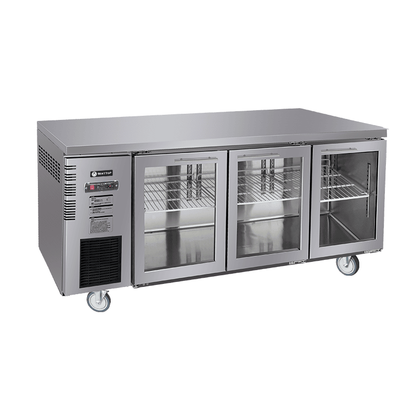 Under Bench Glass Door Fridge 1800mm/CUR18-3SG-600 (600mm depth)