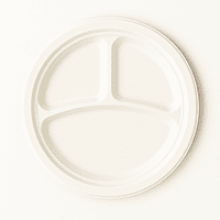 Sugarcane 3 Compartment Round Plates, 125 pcs