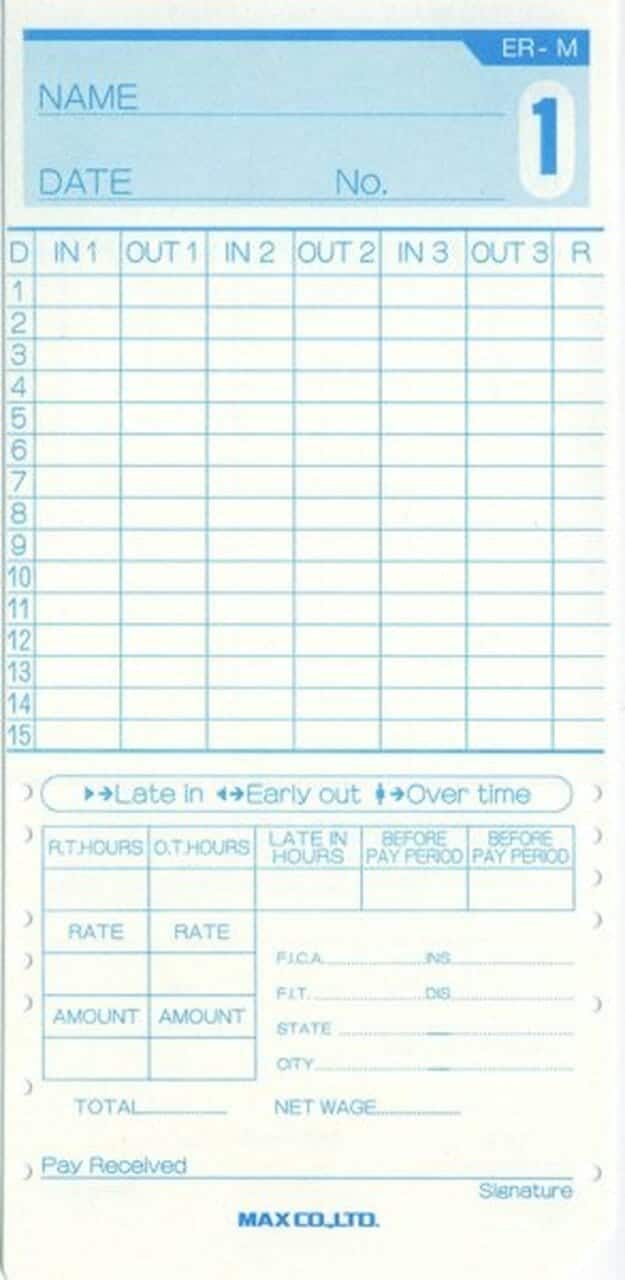 ER-M Monthly Time Card