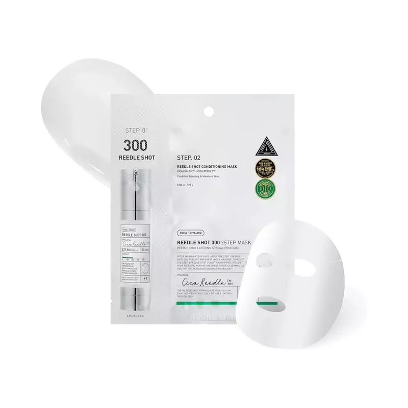 VT REEDLE SHOT 300 2 STEPS MASK. Applying VT mask – brightening and smoothing skincare ritual