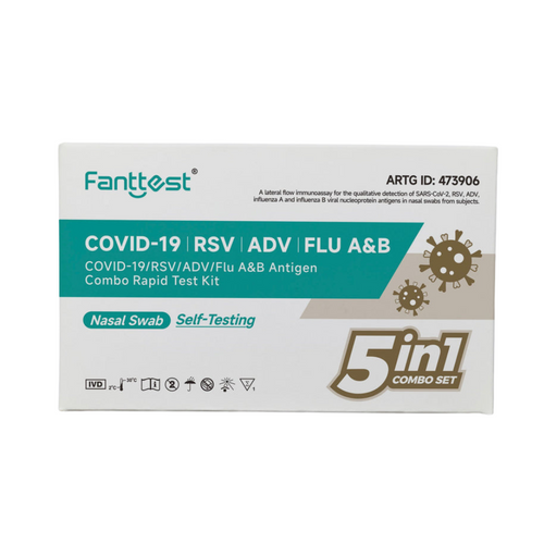 Single Fanttest COVID-19/RSV/ADV/FLU A&B Antigen Combo Rapid Test Kit (5 in 1)