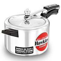 Hawkins 5 Litre Classic Pressure Cooker, Induction Inner Lid Cooker, Pan Cooker, Best Cooker, Silver (ICL50, Aluminium)